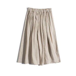Women’s A-Line linen Midi Skirt in Beige